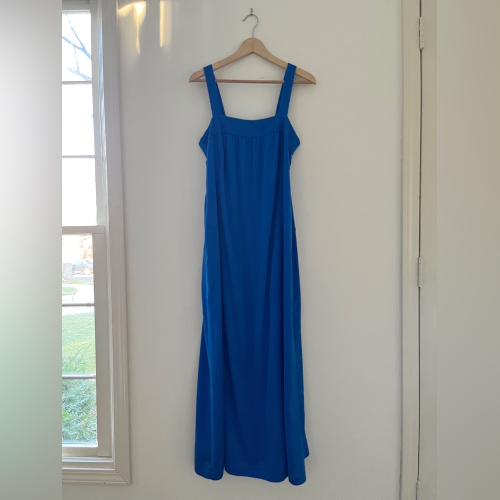 JCrew Blue Silky Maxi Tank Dress